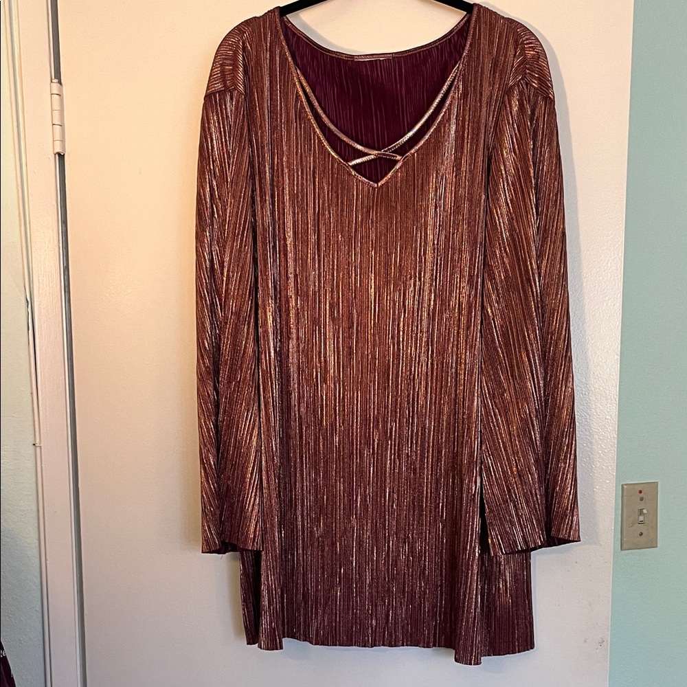 Vintage Metallic Burgundy and Gold Mini Dress